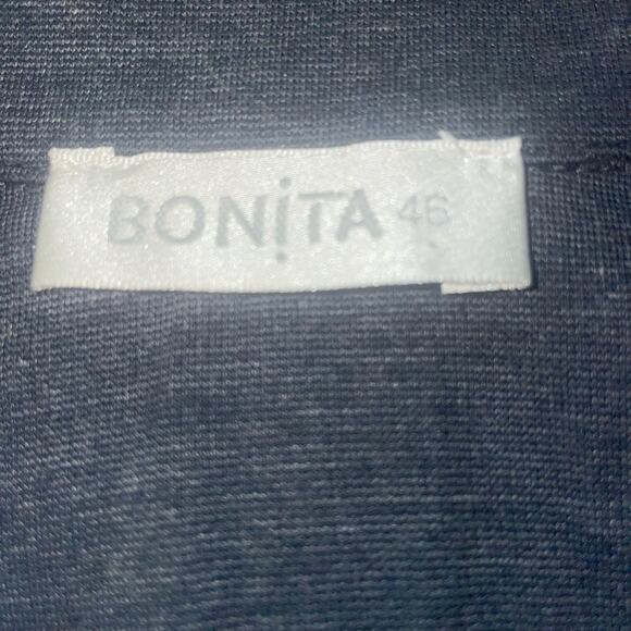 Bonita Women's Button Front Crinkle Jacket l Beaded Lace Accent Black Size 46 L - Picture 9 of 14